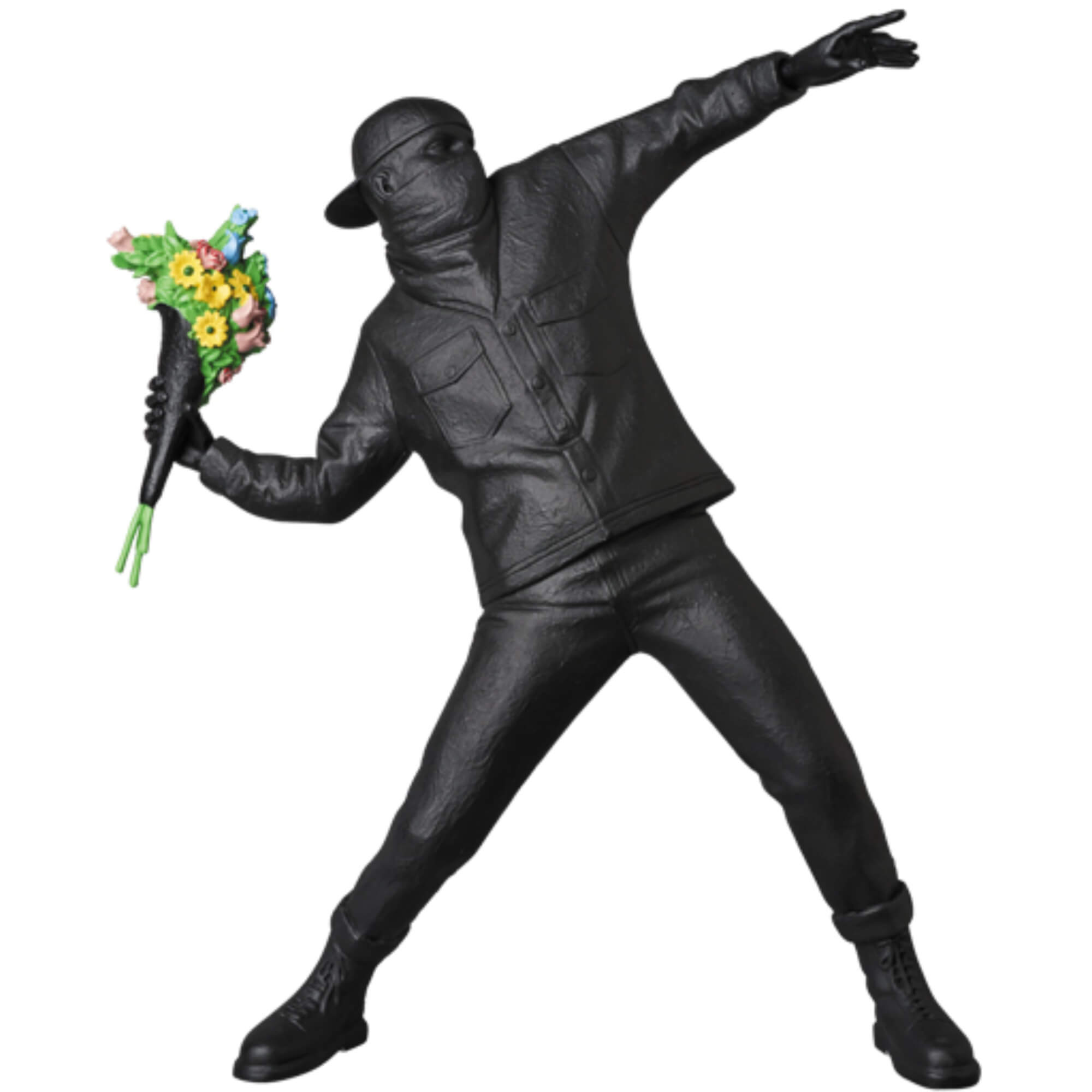 Banksy-Banksy Flower Bomber (Gesso Black)-art print