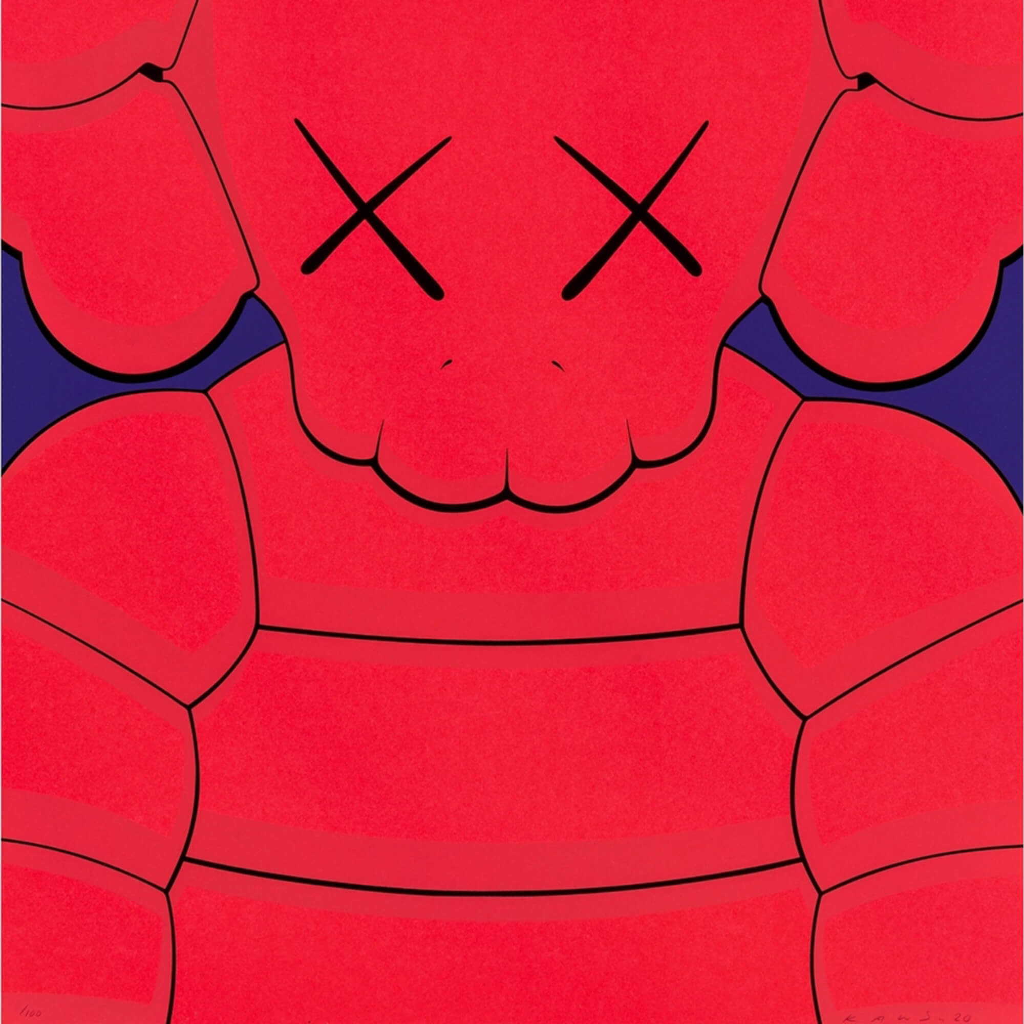 KAWS-What Party (red on blue) - KAWS-art print