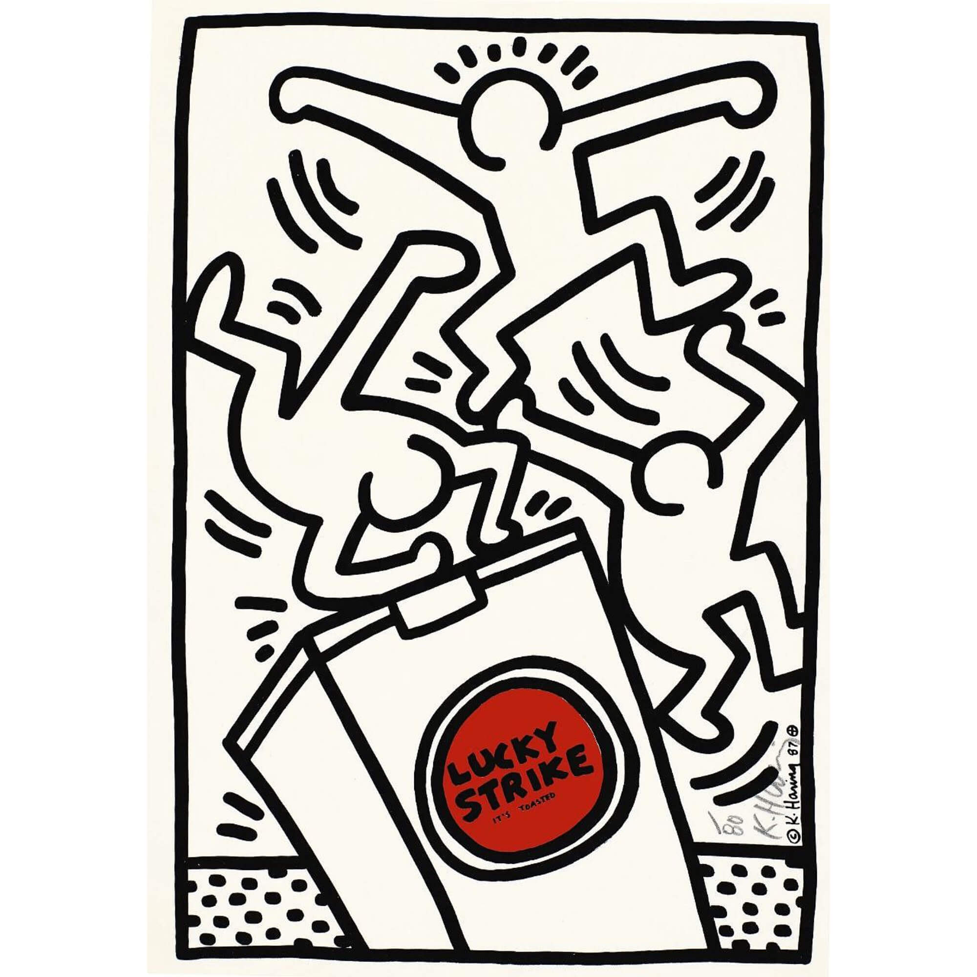 Keith Haring-Lucky Strike (white) - Keith Haring-art print