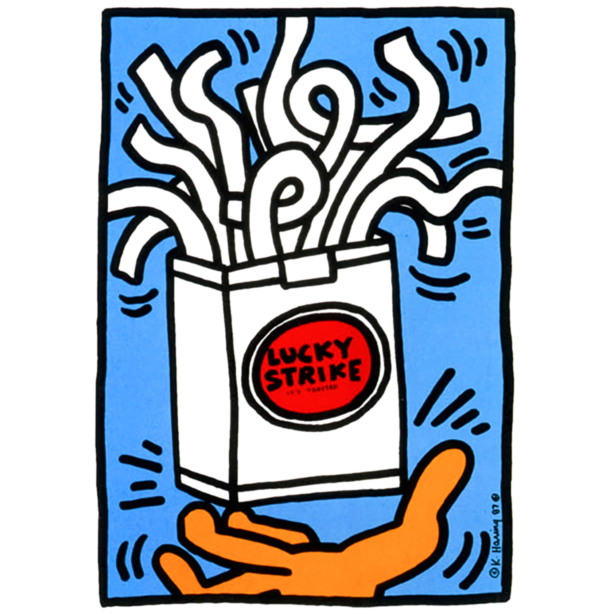 Keith Haring-Lucky Strike (blue, white) - Keith Haring-art print