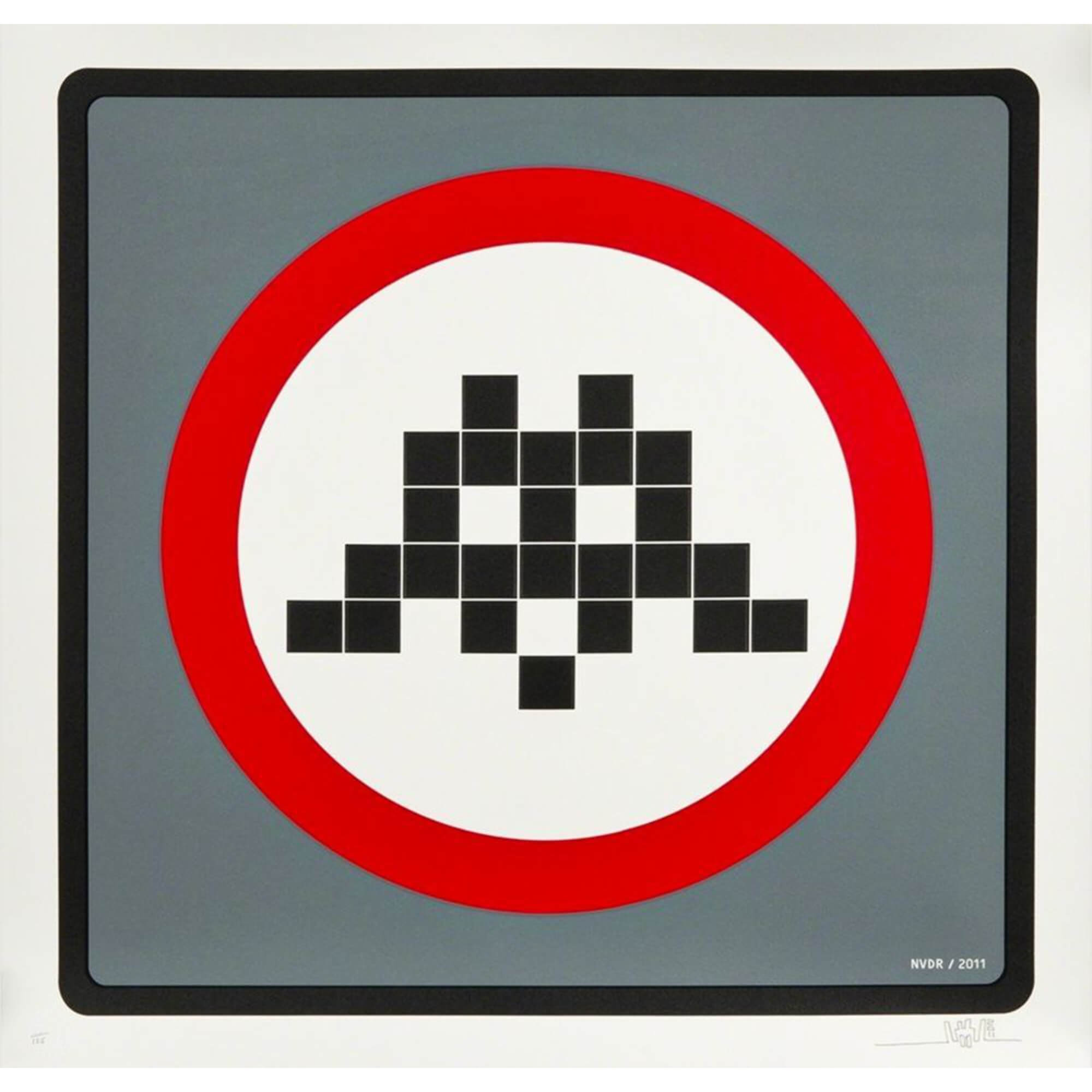 Invader-Warning Invader (grey) - Invader-art print