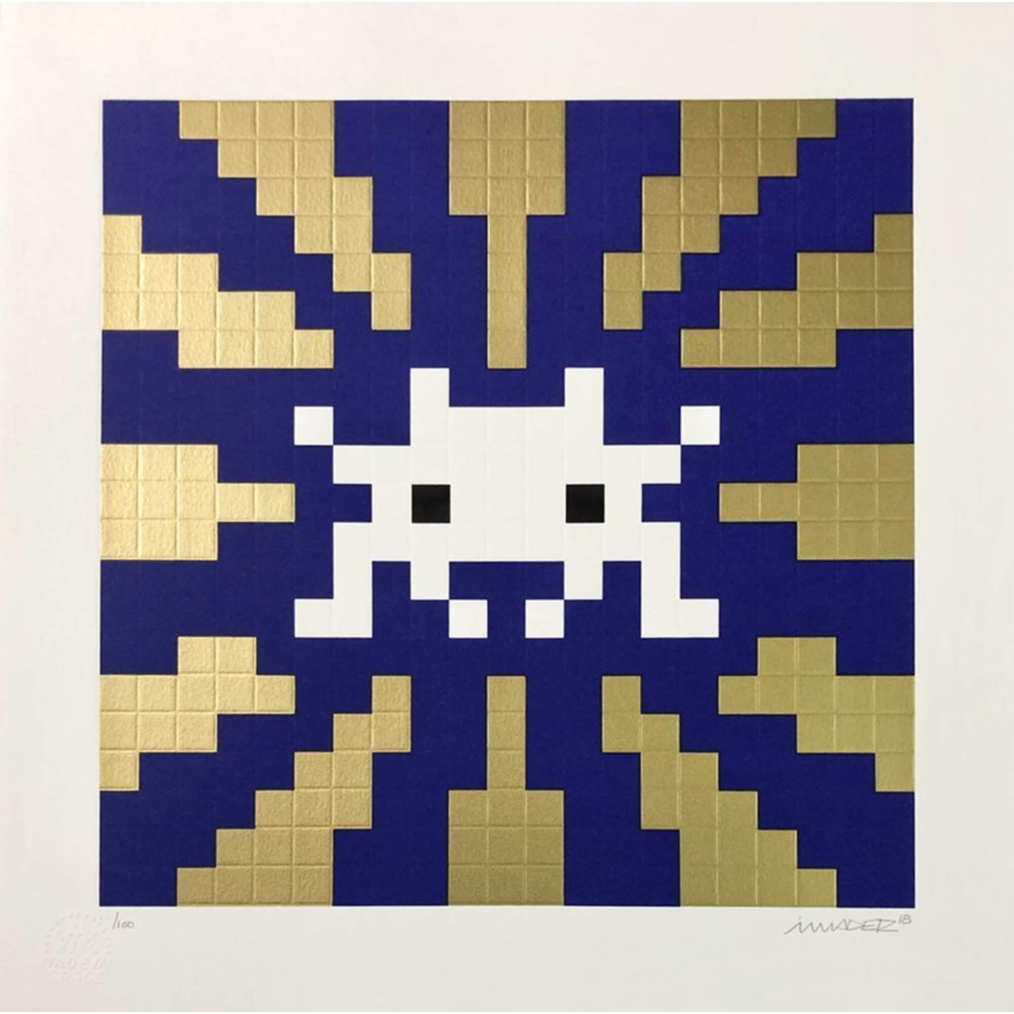 Invader-Sunset (gold and blue) - Invader-art print