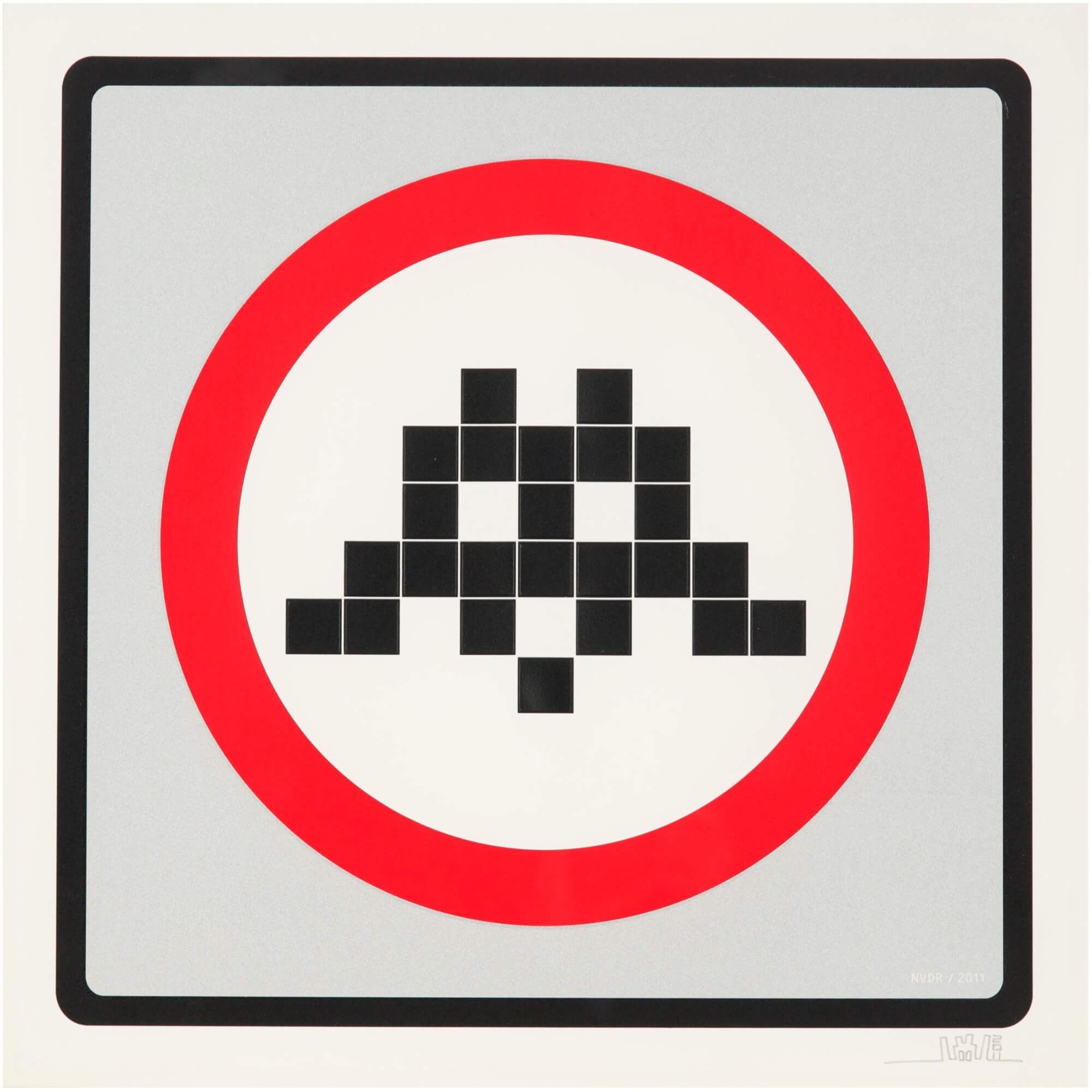 Invader-Warning Invader (white) - Invader-art print