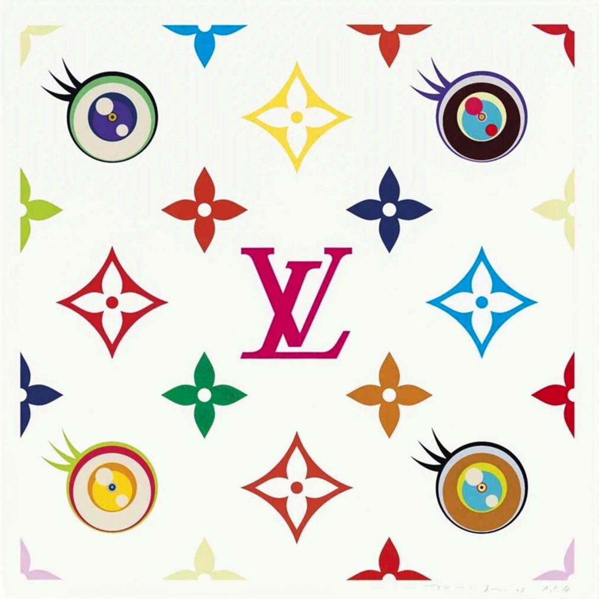Takashi Murakami x Louis Vuitton White Multicolore Eye Love