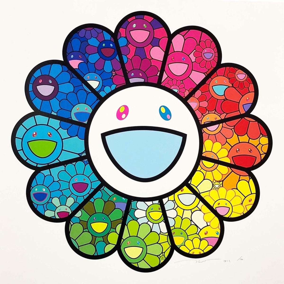 Takashi Murakami's Multicolor Super Flat Flowers Print - Hype Museum