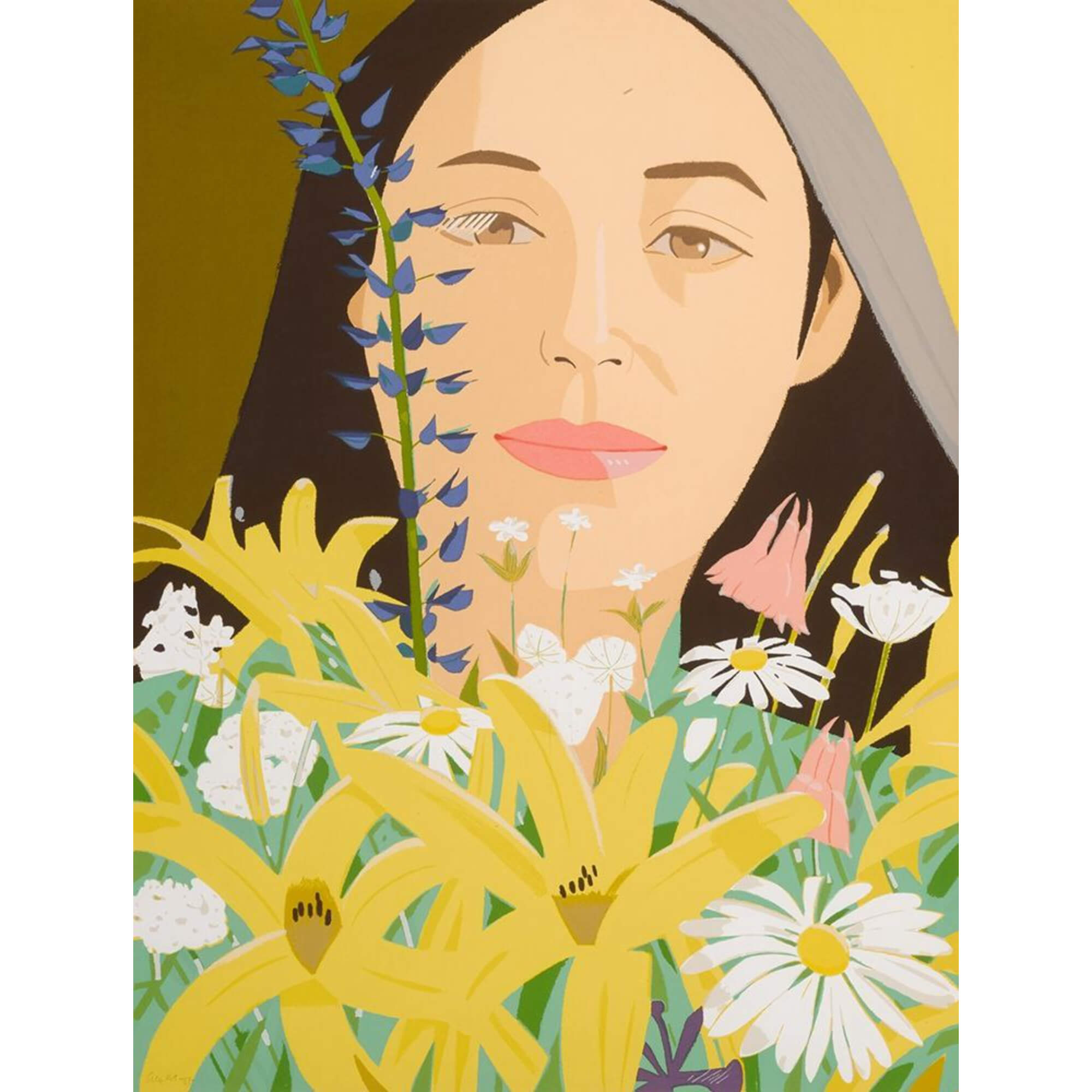 Alex Katz-Ada With Flowers - Alex Katz-art print