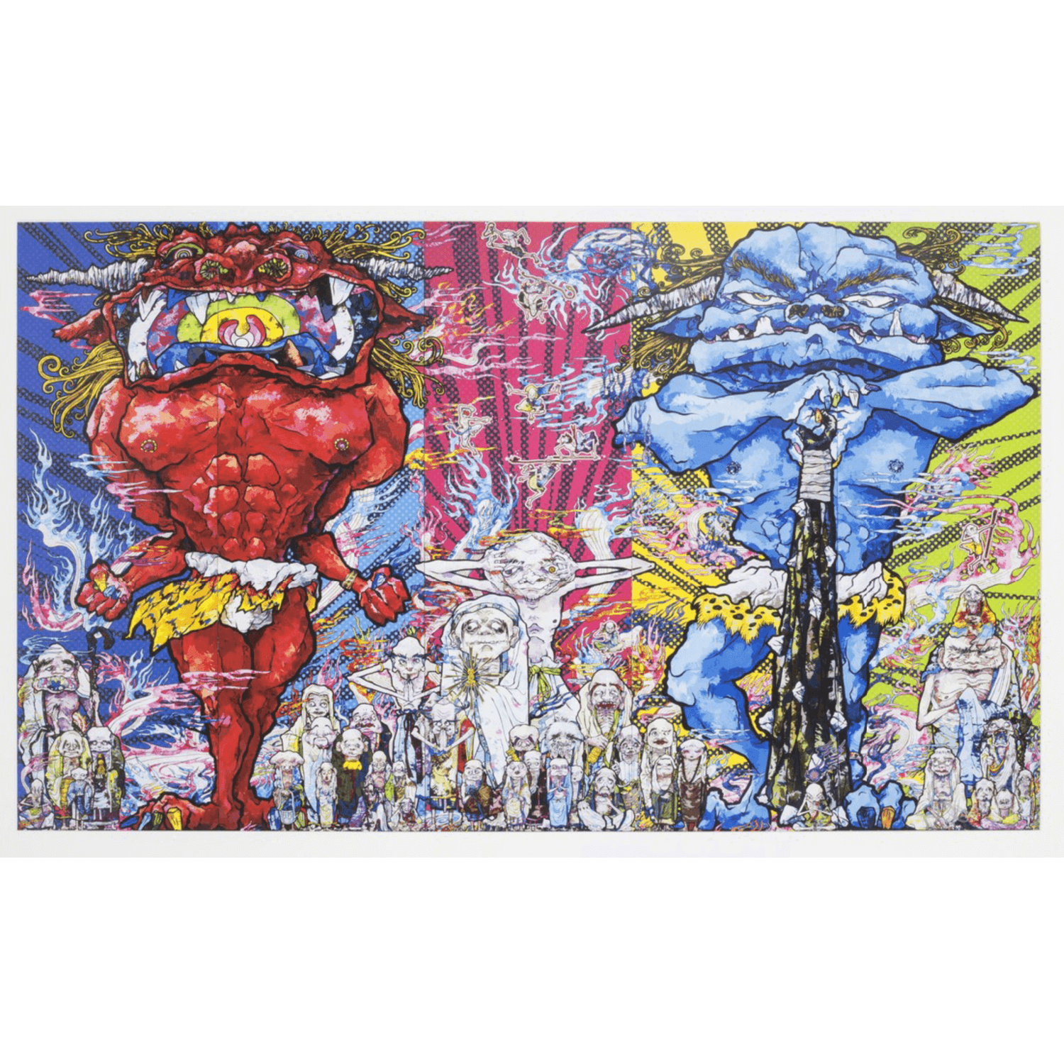 Takashi Murakami-Red Demon And Blue Demon With 48 Arhats - Takashi Murakami-art print